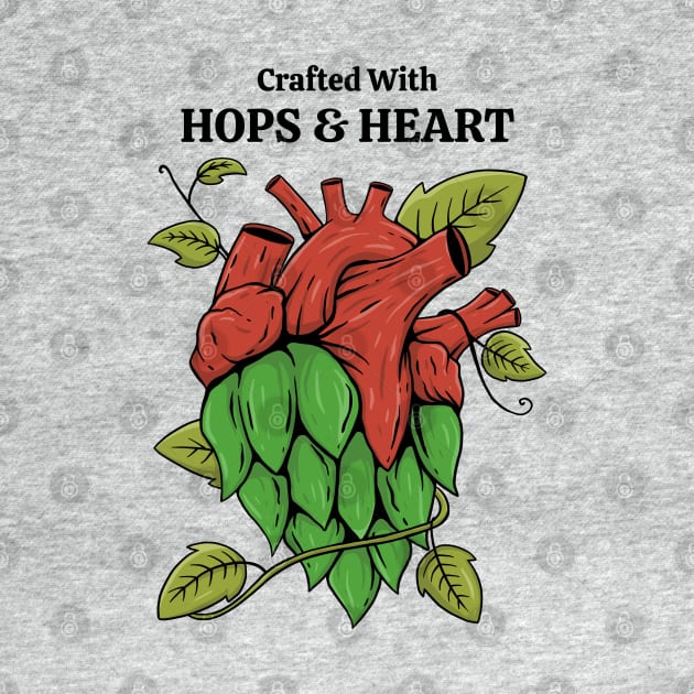 Brewing T-shirt - HOPS AND HEART - light color by kantortegalsari